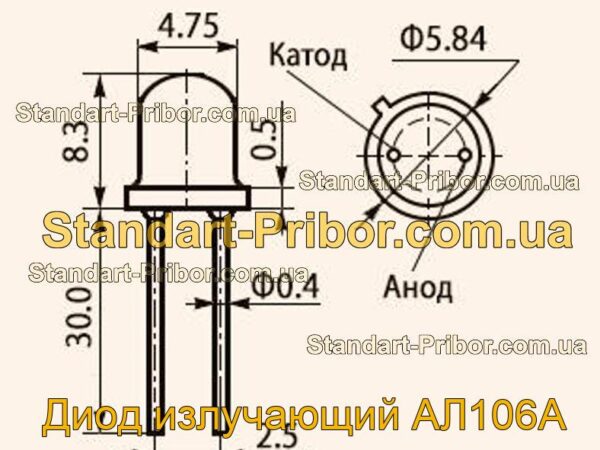АЛ106А диод излучающий  - фотография 1.
